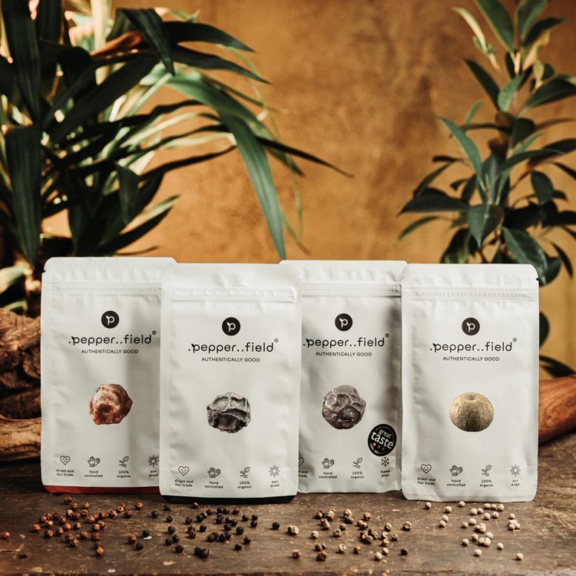 Kampot pepper black, red, white and green lyophilized - FULL STARTERPACK (4x20g)