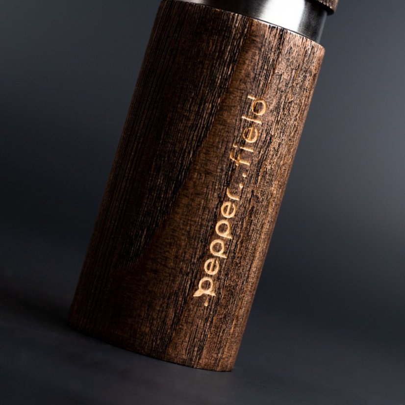 Brown ash wood pepper mill (15cm) + 20g Kampot pepper