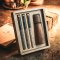 Scandinavian grinder with a set of tubes filled with Kampot pepper in a cardboard gift box (3x10g) - Grinder: White