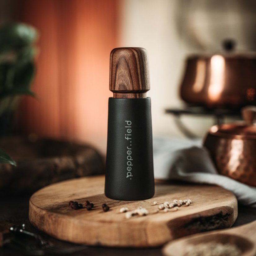 Porcelain Scandinavian pepper mill (17cm) - Choose pepper: Black - 100g