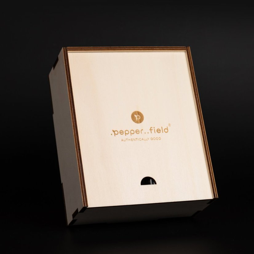 Kampot pepper - set of glass tubes with a grinder in a gift box (3x10g) - Grinder: Wood
