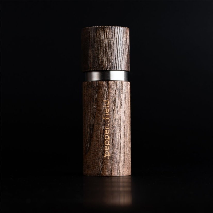 Brown ash wood pepper mill (15cm) + 20g Kampot pepper