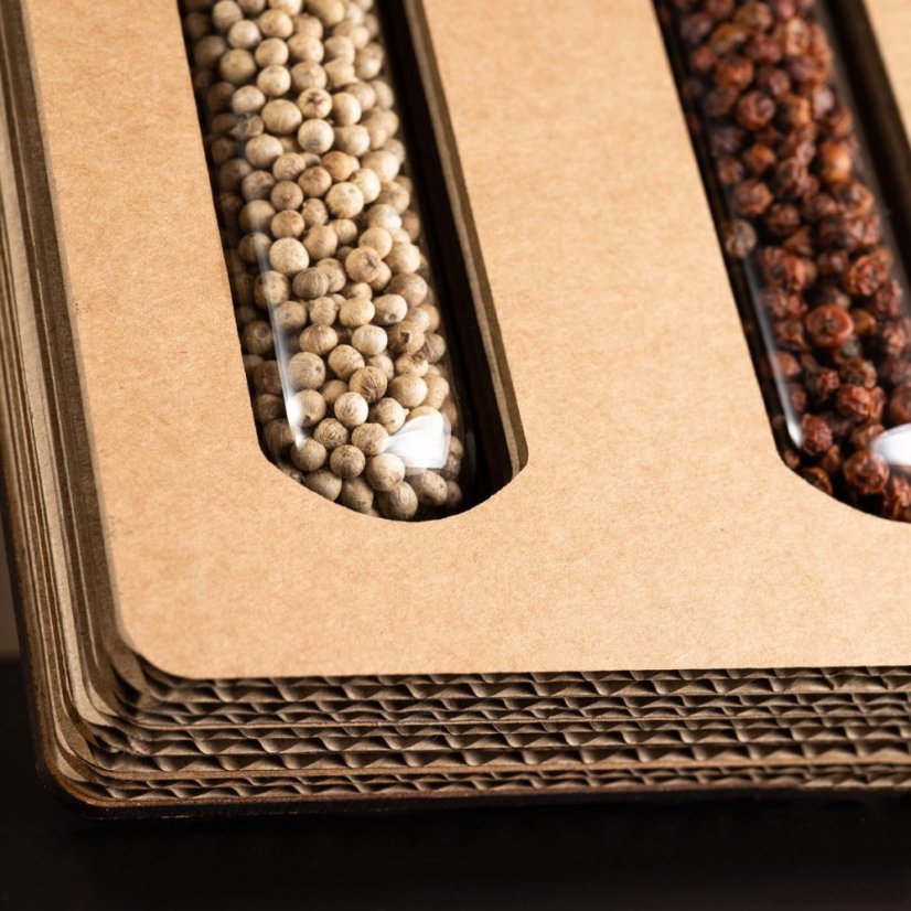 Luxury tube set with Kampot pepper in recycled cardboard gift box (3x70g)