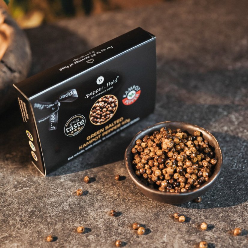 Zelené Kampotské korenie v solnom kvete - darčekové balenie 40g
