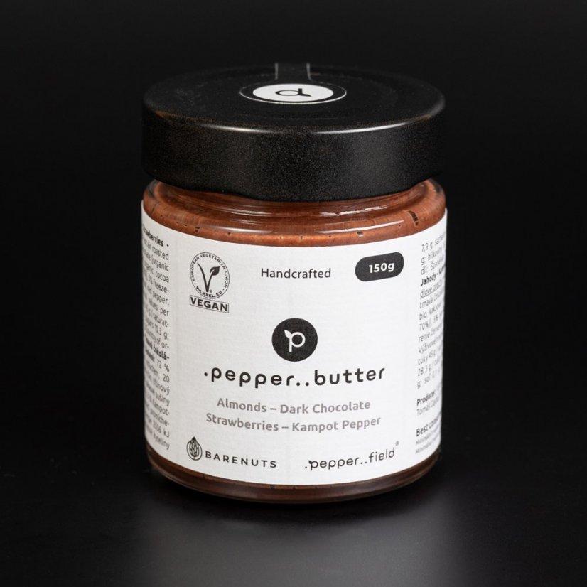 Almond butter with dark chocolate, strawberries and Kampot pepper (150g)