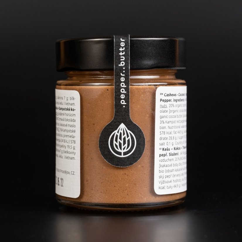 Cashew butter with coconut, dark chocolate and Kampot pepper (150g)
