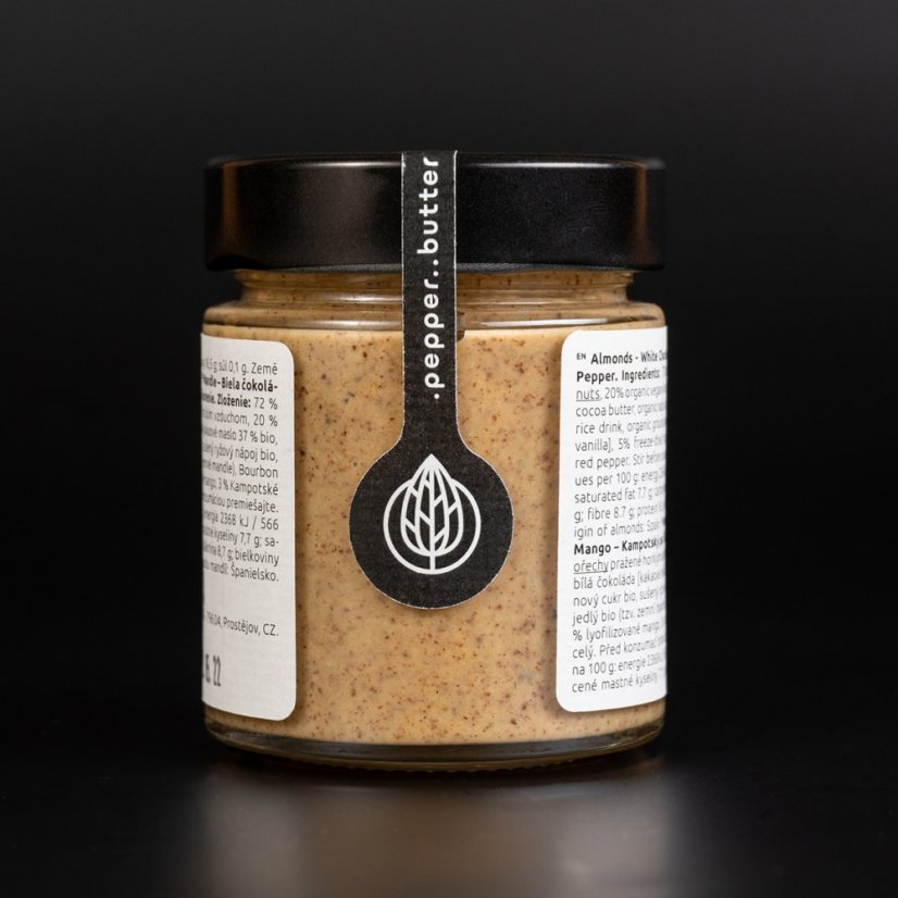 Almond butter with white chocolate, mango and Kampot pepper (150g)