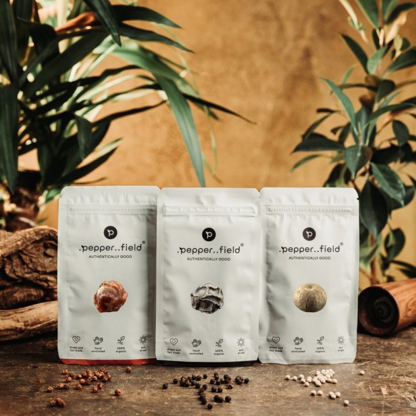 Kampot pepper black, red and white - STARTERPACK (3 x 20g)