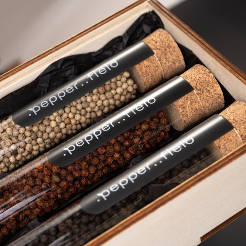 Kampot pepper - a set of large glass tubes in a gift box (3x75g)