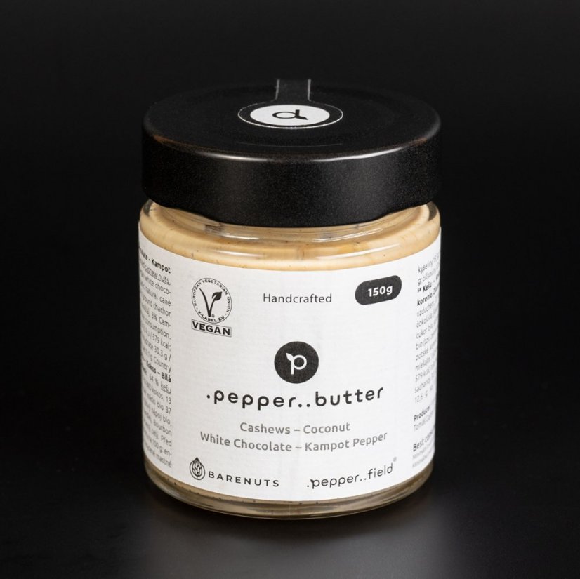 Cashew butter with coconut, white chocolate and Kampot pepper (150g)