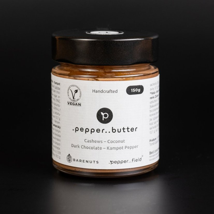 Cashew butter with coconut, dark chocolate and Kampot pepper (150g)
