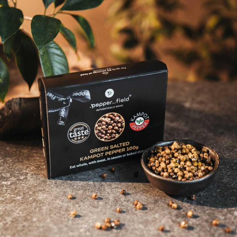Zelené Kampotské korenie v solnom kvete - darčekové balenie 100 g