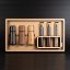 Luxury gift case made of recycled cardboard with 3 grinders and Kampot pepper 3x75g in tubes with stand - Stand colour: Dark, Option: Modern