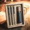 Scandinavian grinder with a set of tubes filled with Kampot pepper in a cardboard gift box (3x10g) - Grinder: White