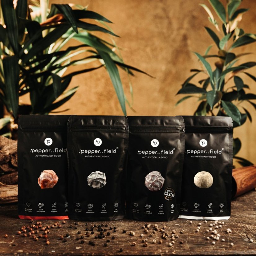 Kampot pepper - black, red and white + green lyophilized (4x50g)