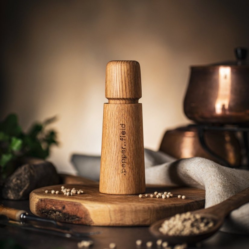 Natural Scandinavian pepper mill (17cm) - Choose pepper: White - 100g