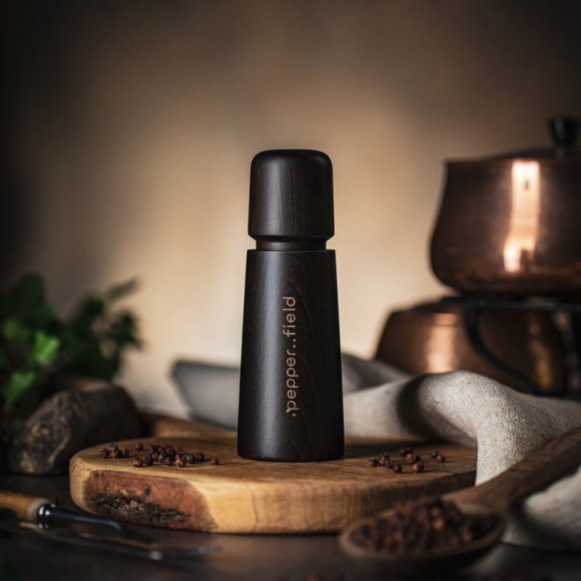 Black Scandinavian pepper mill (17cm) - Choose pepper: Black - 50g