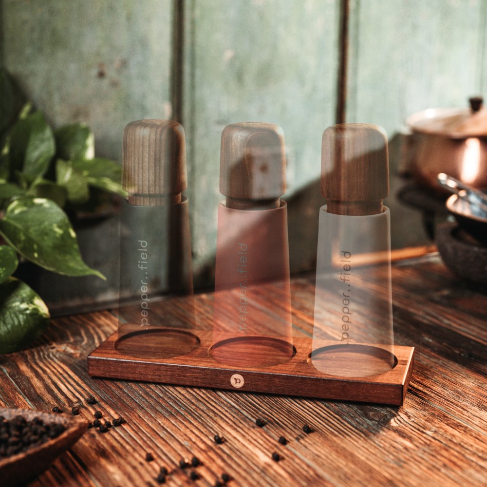 Grinder stand made of premium walnut wood Kampotpepper.cc