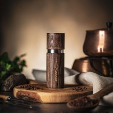 Brown ash wood pepper mill (15cm) + 20g Kampot pepper