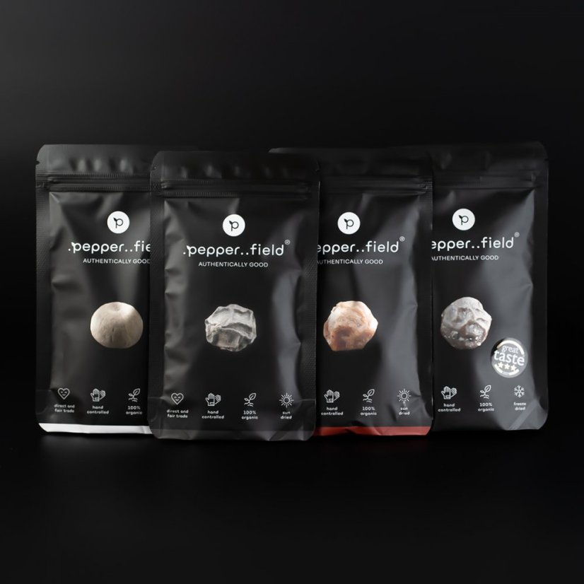Kampot pepper - black, red and white + green lyophilized (4x50g)