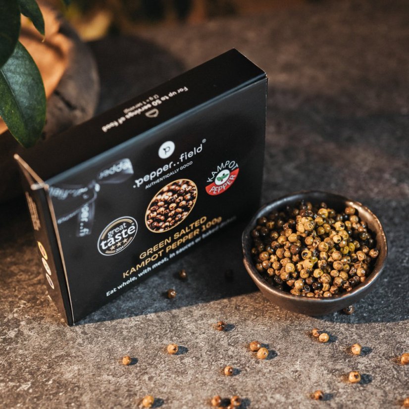 Zelené Kampotské korenie v solnom kvete - darčekové balenie 100 g