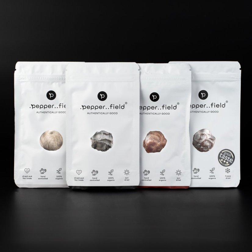 Kampot pepper black, red, white and green lyophilized - FULL STARTERPACK (4x20g)
