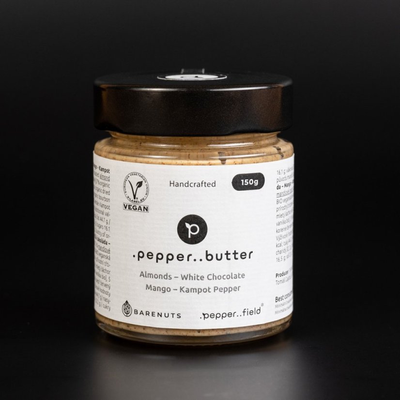 Almond butter with white chocolate, mango and Kampot pepper (150g)