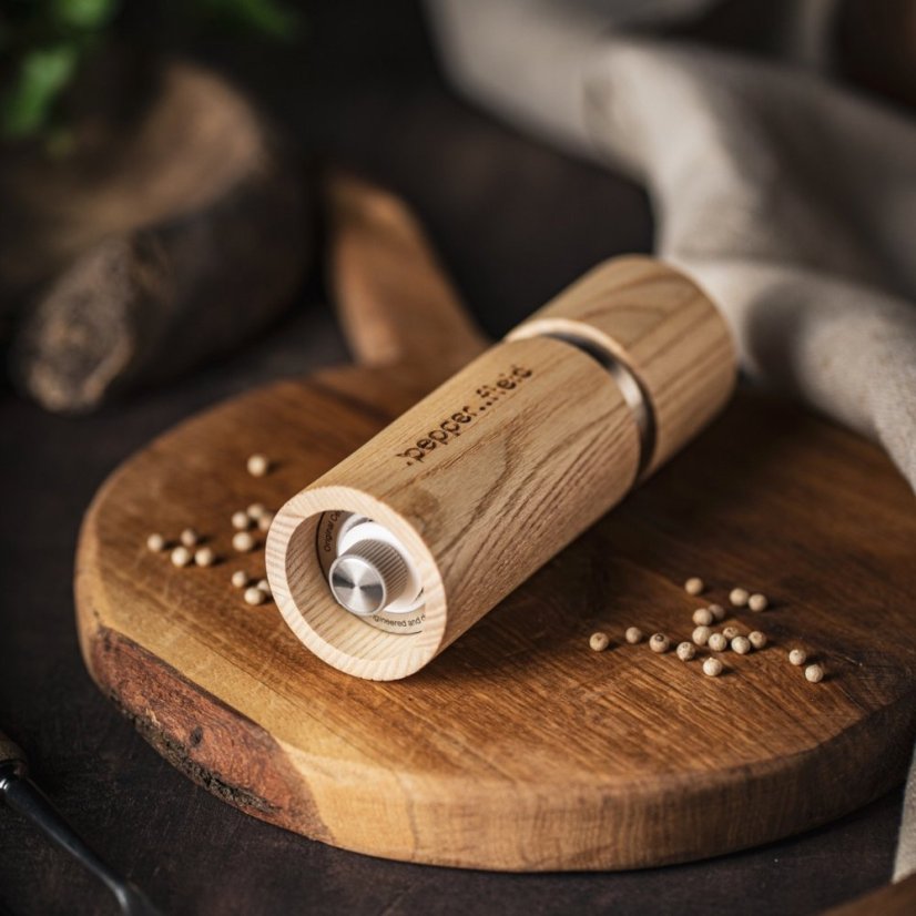 Natural ash wood pepper mill (15cm) + 20g of Kampot pepper