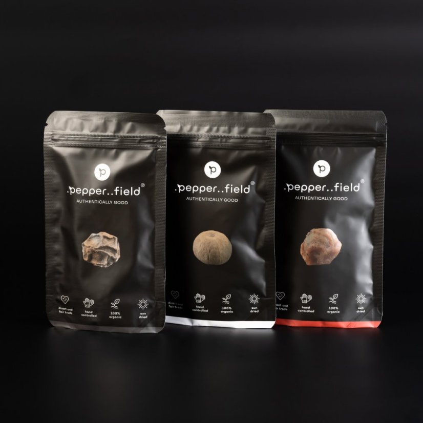 Kampot pepper black, red and white (3x50g) - Varianta: With gift wrapping