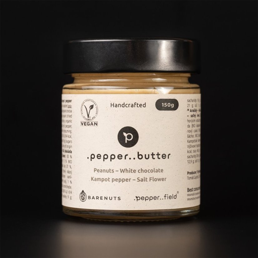 Peanut butter with salt flower, white chocolate and Kampot pepper (150g)